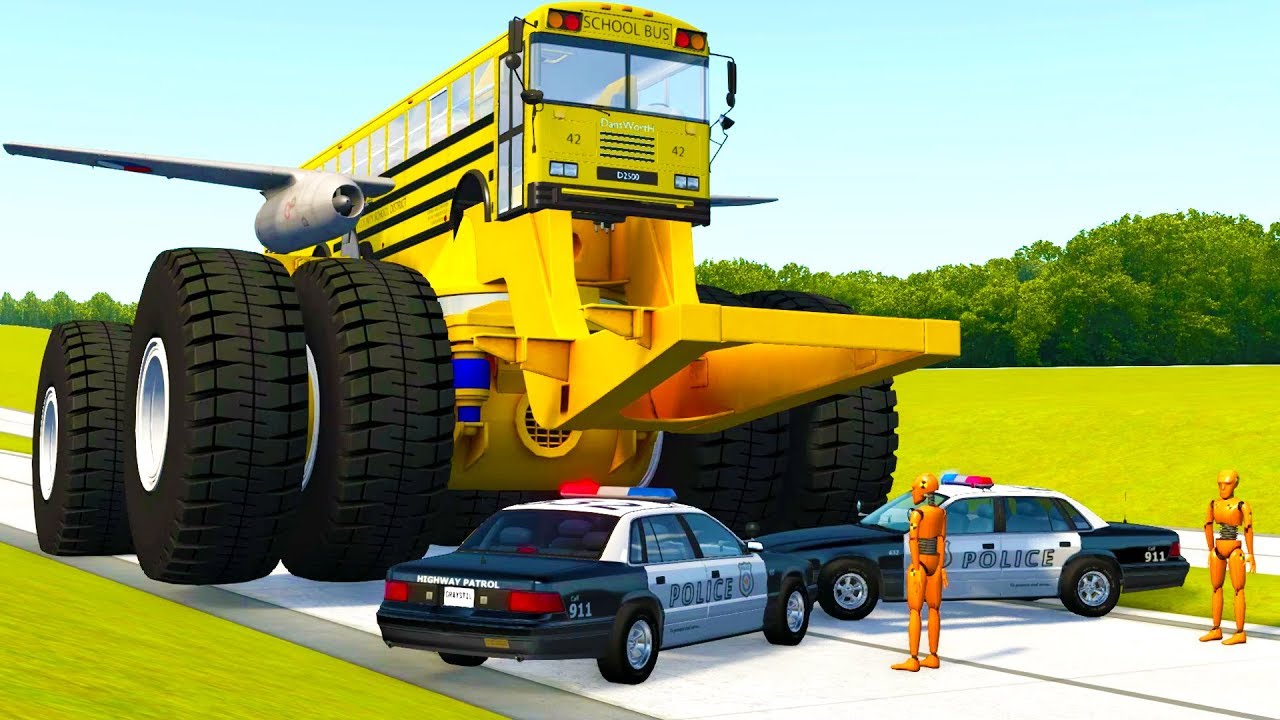 MONSTER MACHINES VS POLICE BLOCKADE CRASHES AND FAILS! - BeamNG Drive Crash Test Compilation