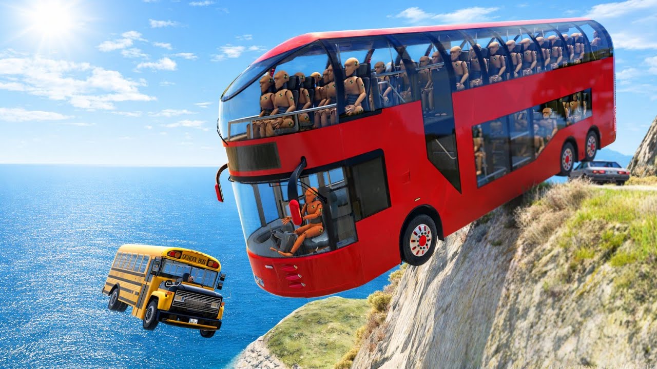 Two Buses Collide on Dangerous Cliff Road 😱 | BeamNG.drive Crash Simulation