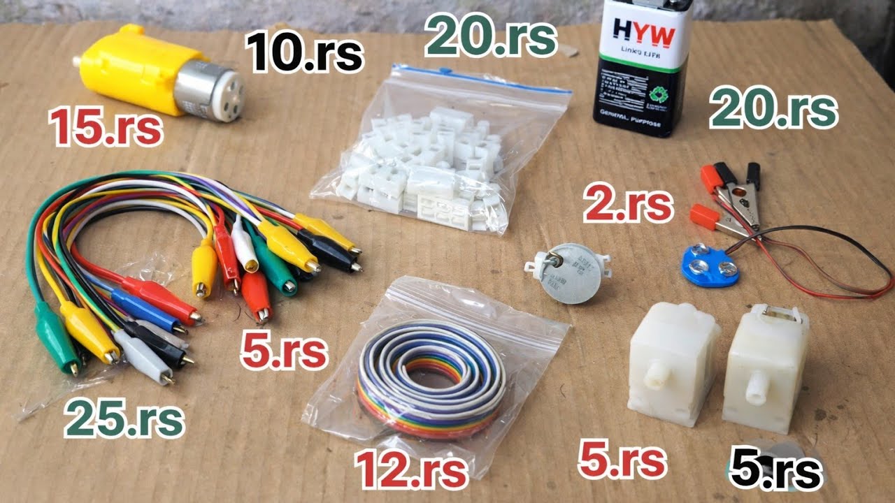 Electronics Components Unboxing for DIY Science Projects Motors Wires Switches