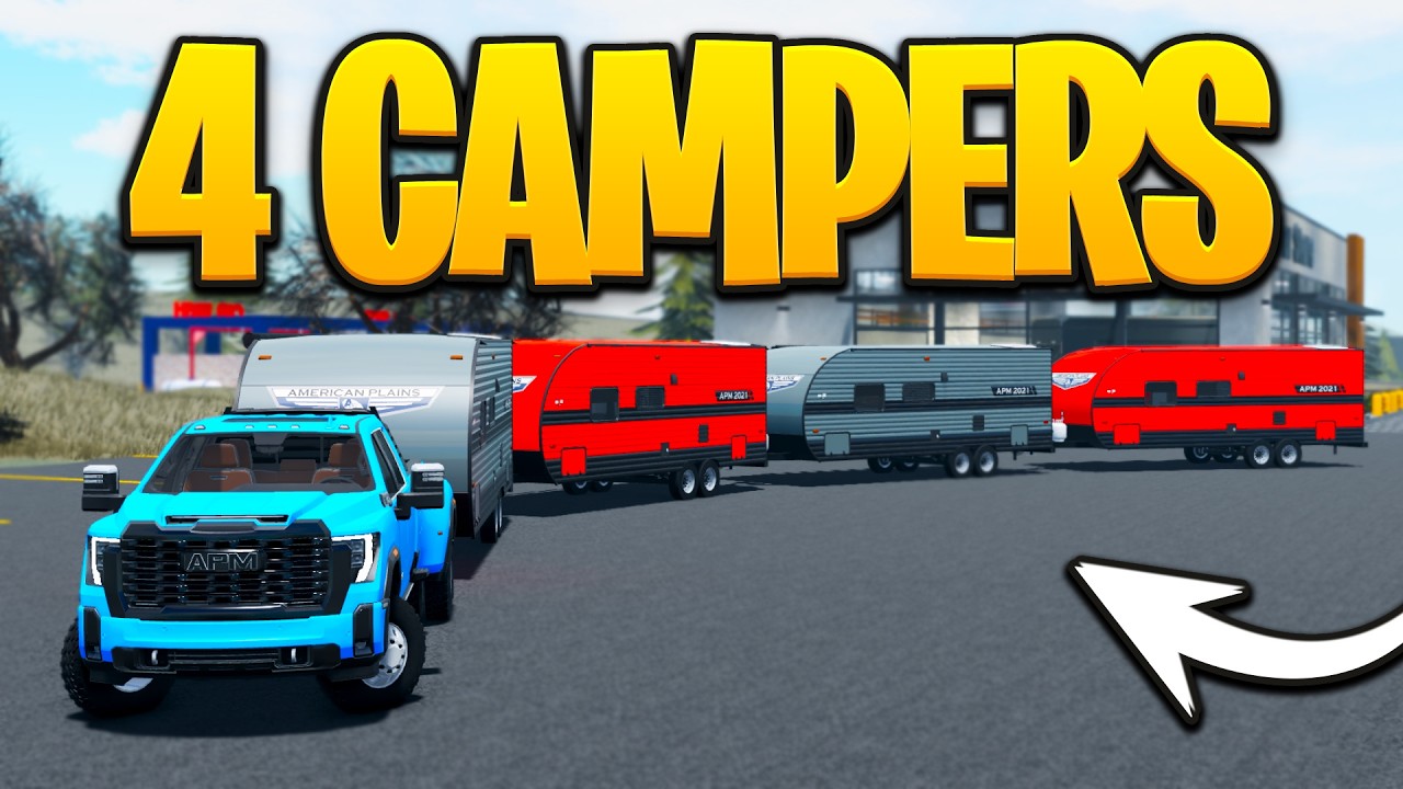 I Used the NEW Pickup Truck to Tow 4 Campers at Once in APM | Roblox American Plains Mudding
