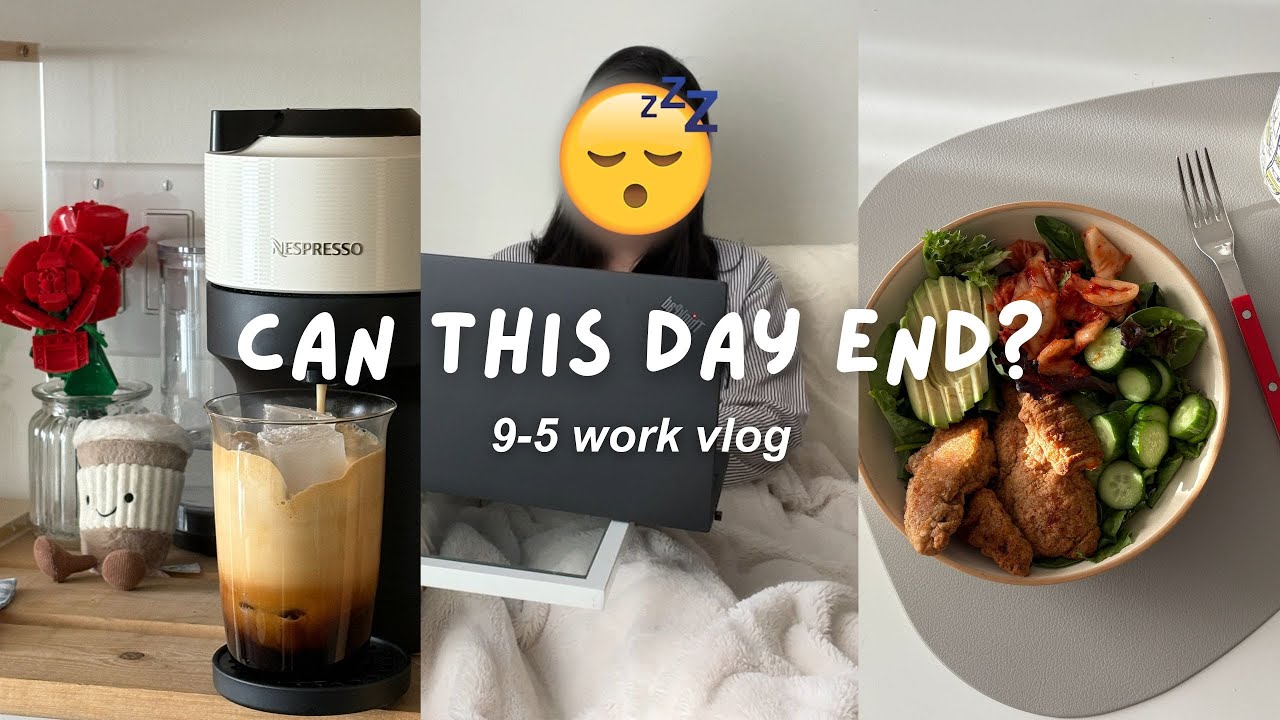 realistic work from home day 💻 9-5 job life, low effort meals, eating & pjs all day *timestamp*