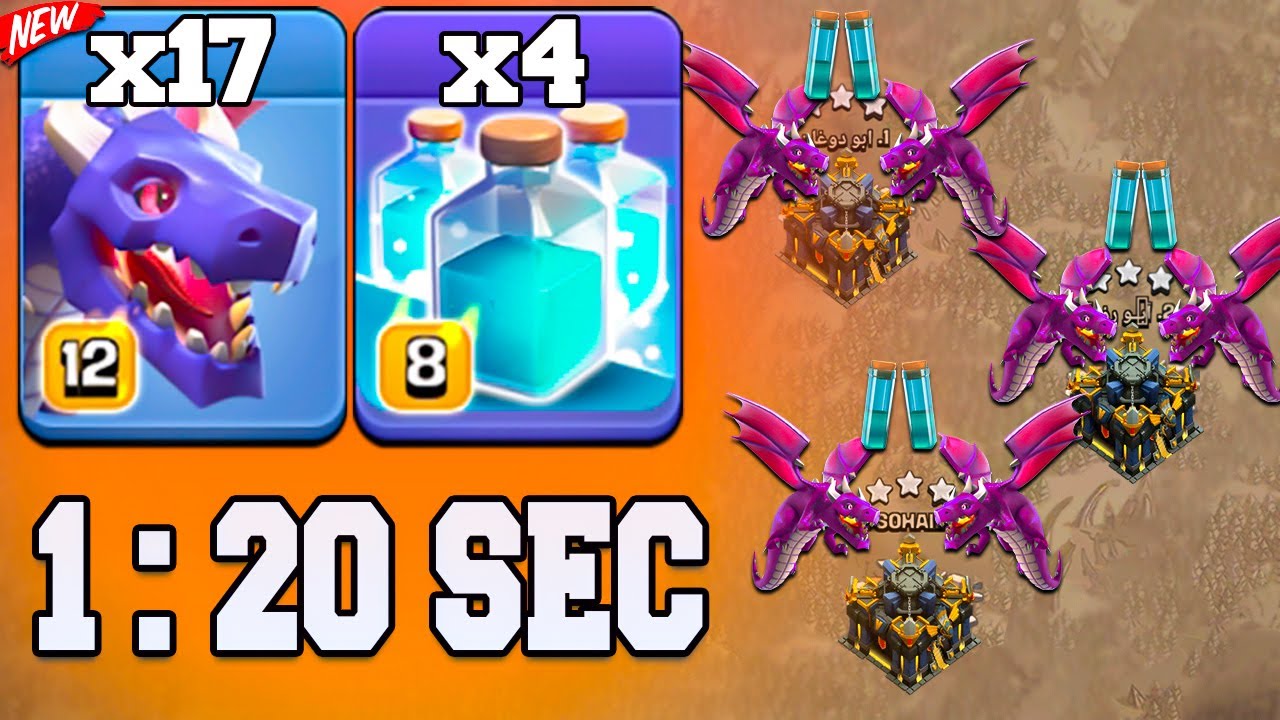 TH17 DRAGON Attack With CLONE | Best TH17 Attack Strategy With Dragon | Town Hall 17 DRAGON Attack