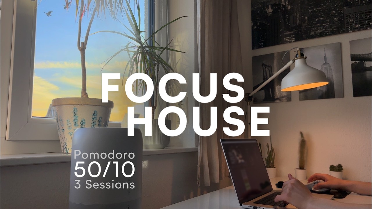 Deep House Focus: Work with Me | 3h Pomodoro 50/10 &bull; Sunset Study &bull; House Mix