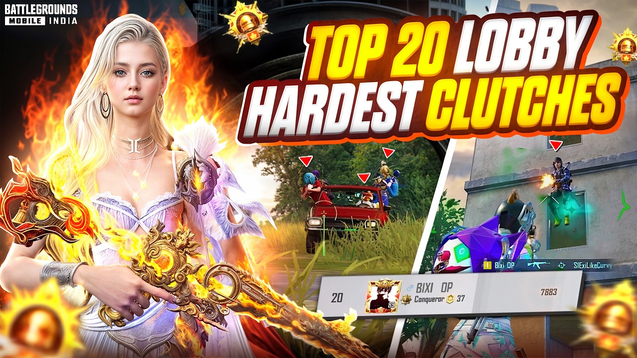 Indian Top 20 Conqueror Lobby Hardest Clutches 🔥 Intense 1v4 Fights | BGMI