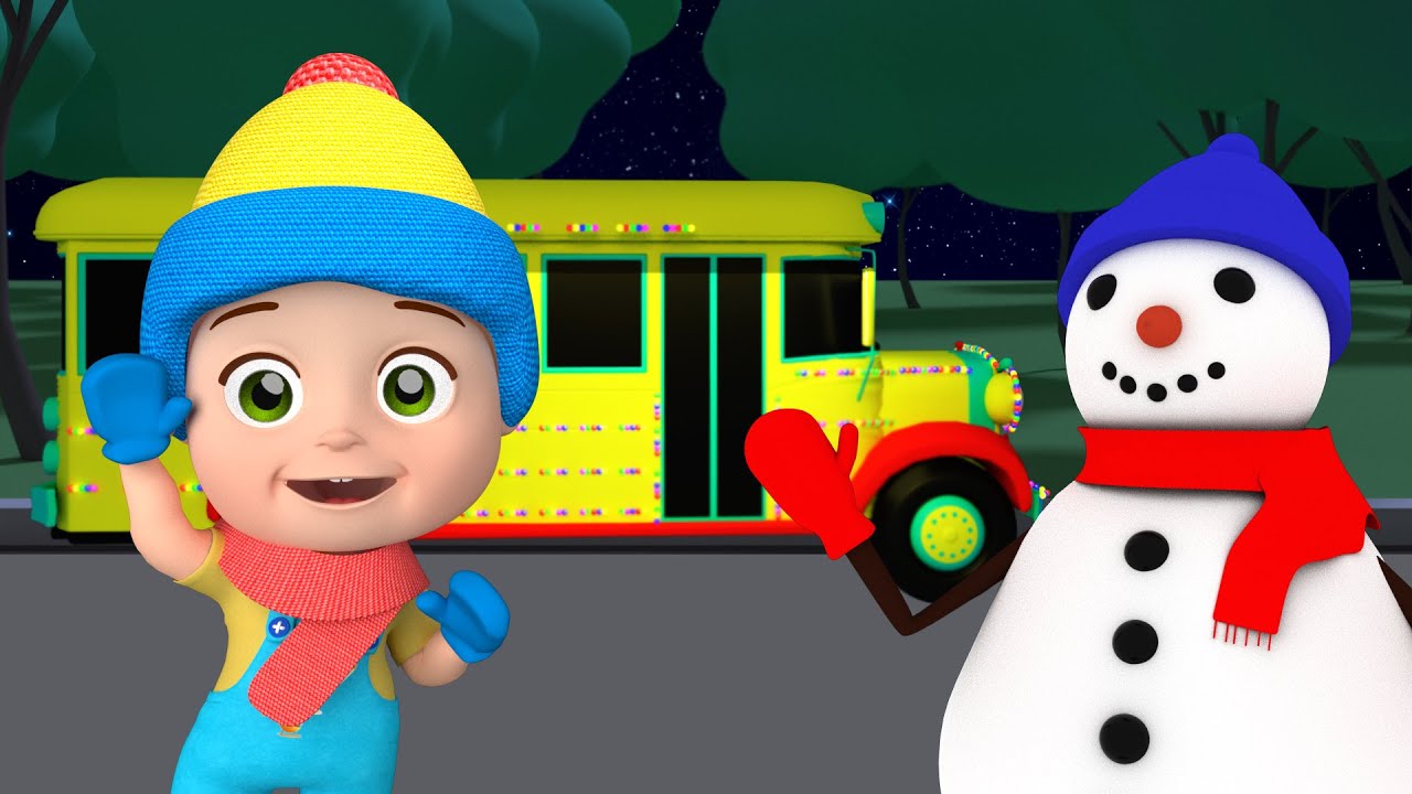 Winter Wheels On the Bus Song + More Nursery Rhymes & 3D Cartoons For Toddlers
