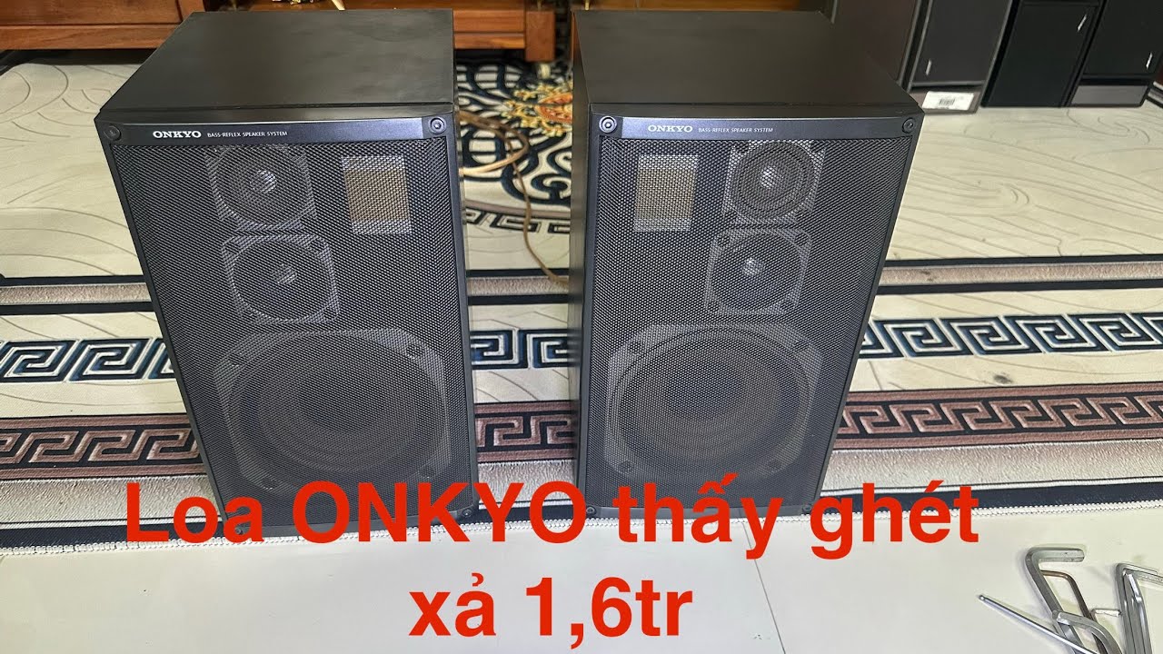 Loa ONKYO PS-150, lưới sắt chưa giật căng, loa đẹp, zin, text hát ok, giá xả 1,6tr