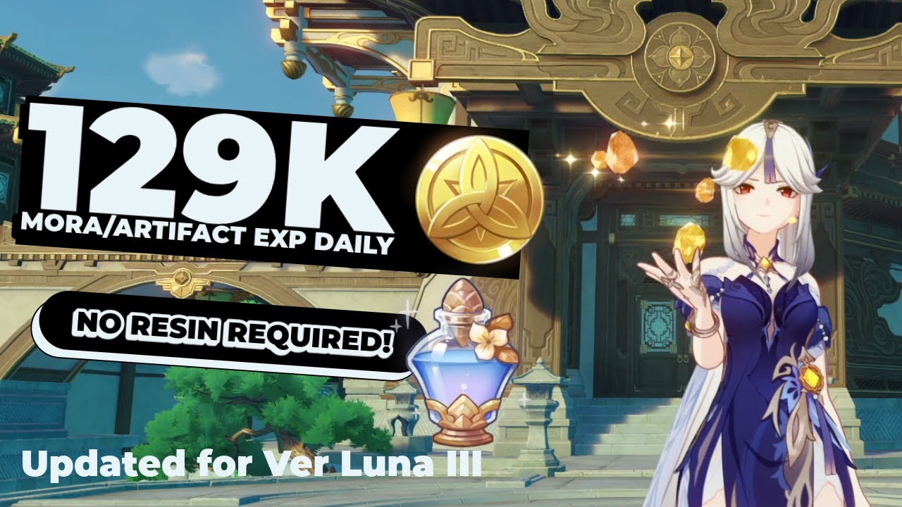 Interactive Artifact Fodder Route Genshin Impact Luna III part 1 - 129k Mora Daily