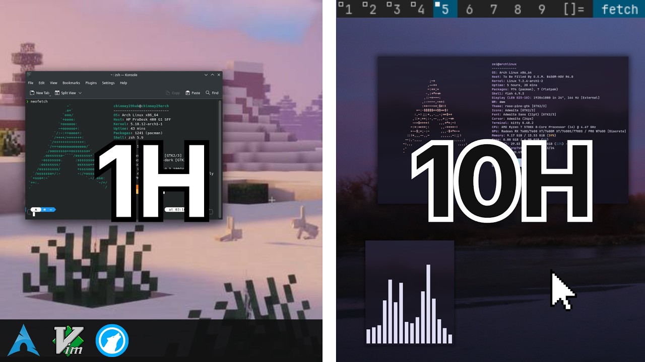 Linux Ricing in 30 min vs 1 hour vs 10 hours