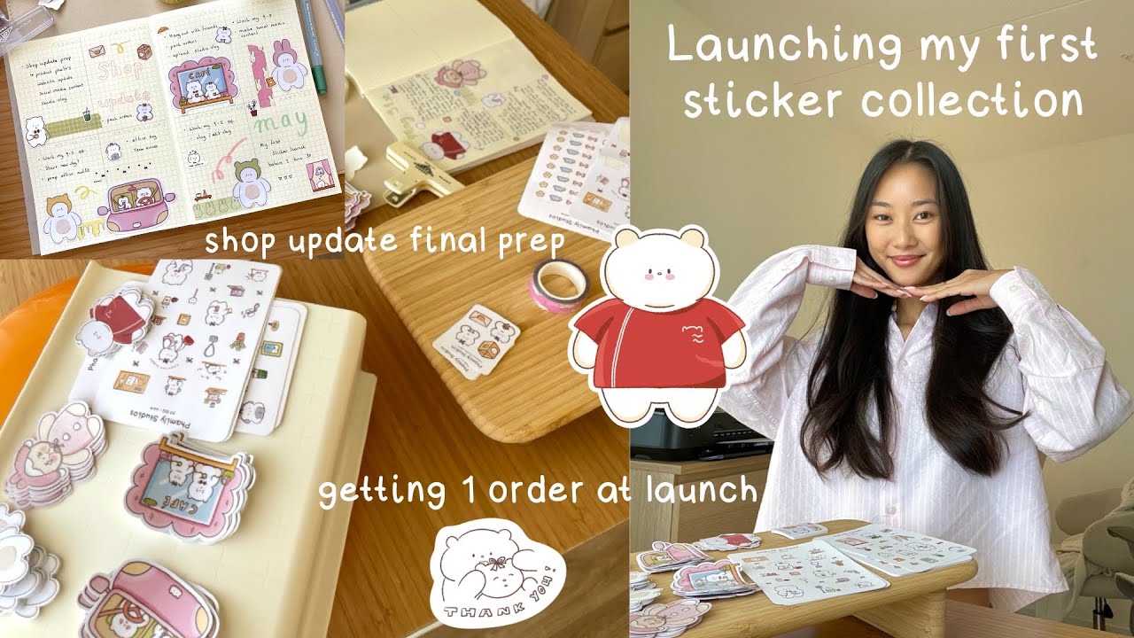 Small business vlog ♡ getting 1 order at my first sticker launch 😳💌💫
