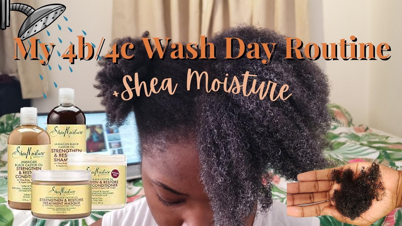 My 4b/4c Hair Wash Day Routine w/ Shea Moisture Jamaican Black Castor Oil Line | Hair wash + Review