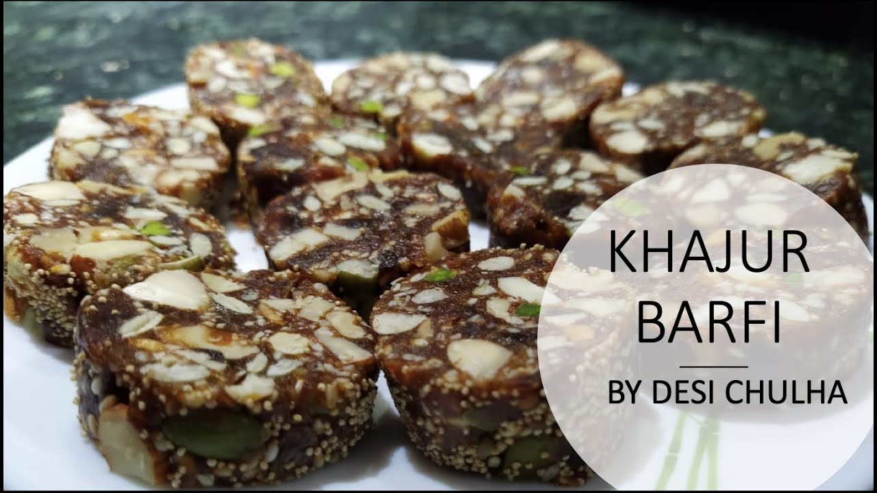 KHAJUR BARFI RECIPE SUGAR & HEALTHY FREE DATES SWEETS