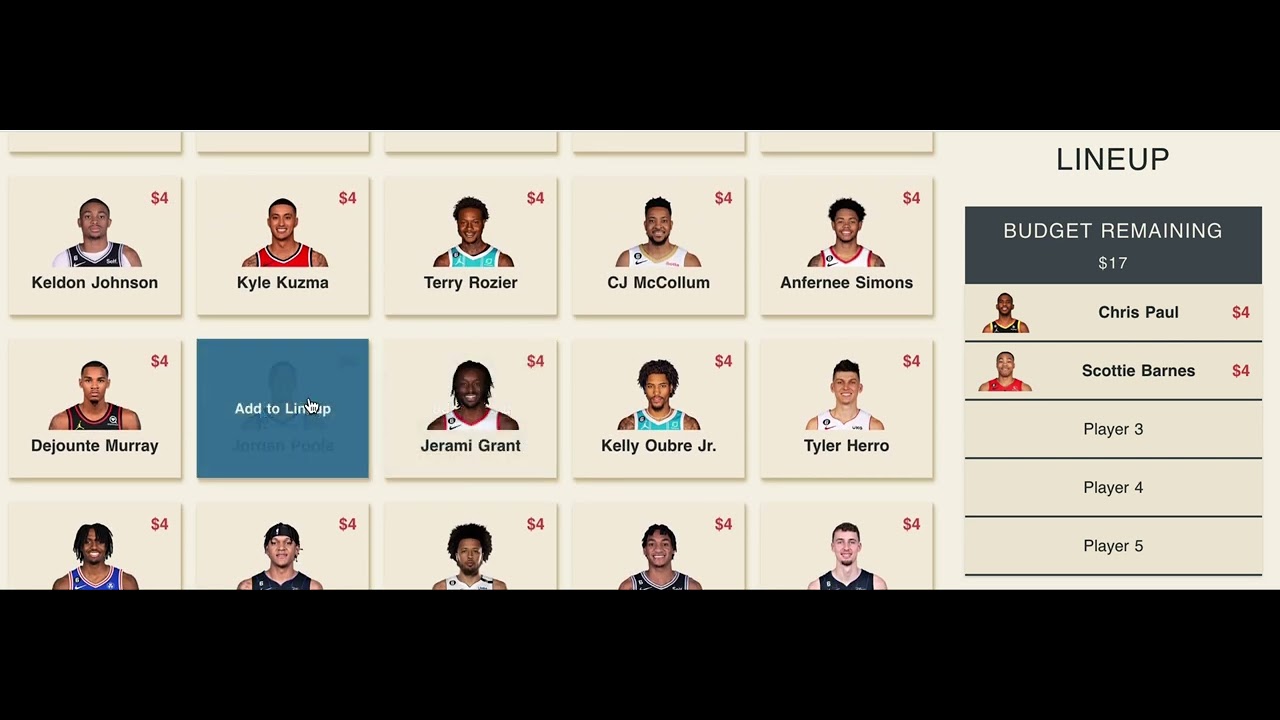 Lineup builder