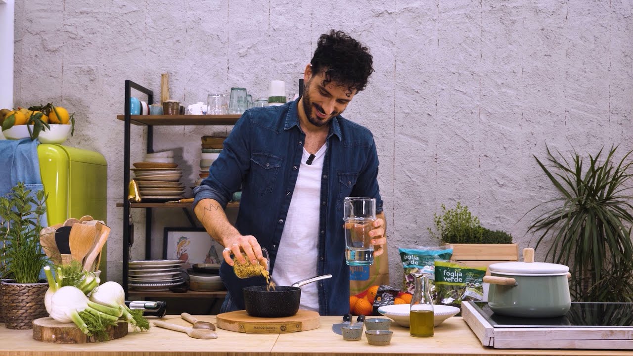 Crema di finocchi e fagioli cannellini con fregula sarda alla curcuma | Marco Bianchi