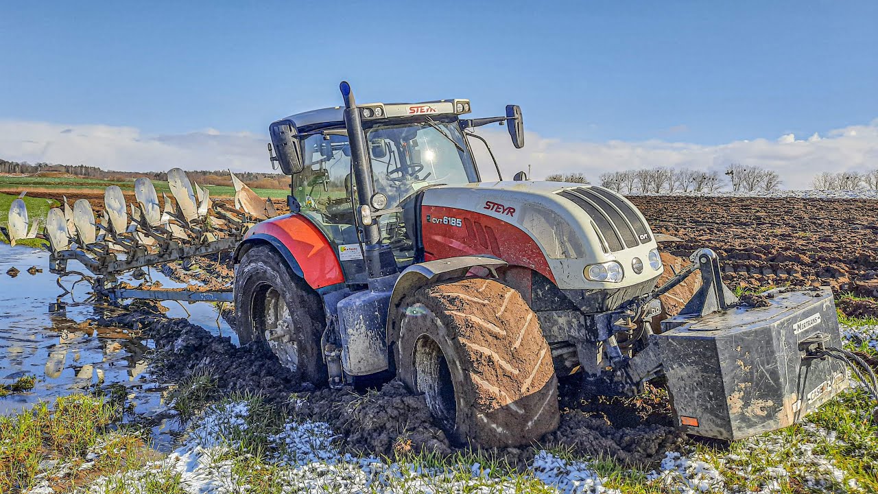 ☆Wtopa!!!??☆Mokra Orka Pod Jęczmień!☆Steyr 6185 CVT & Overum 6 Skib /Case 7110☆