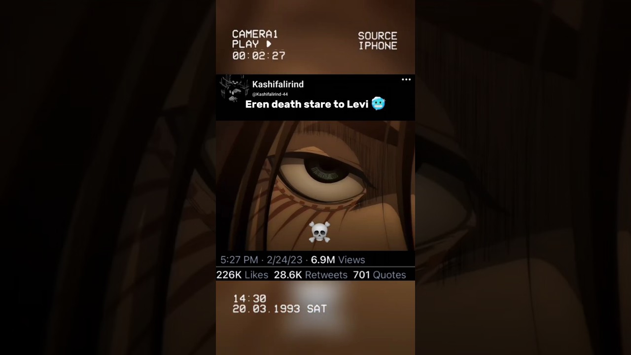 Eren death stare to Levi 🥶🔥 #aot