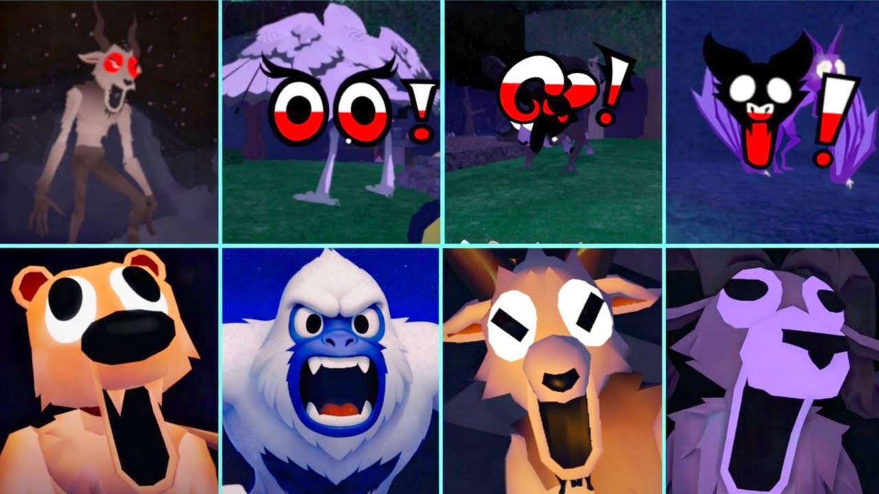 Owl vs Bat vs Deer vs Ram, Goat, Bear 99 nights in the forest all jumpscares#99nightintheforest 