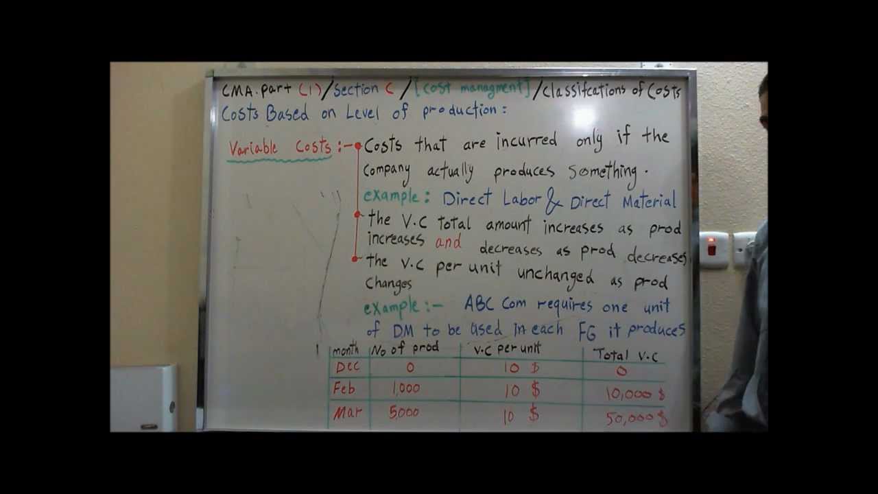 CMA part 1 section C التكاليف المتغيرة- variable Costs  شرح عربي -2