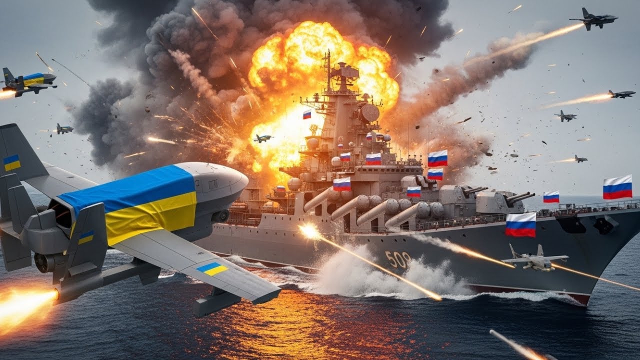 Drone Fury...Ukraine Drones DESTROY $500,000,000 Russian Ship