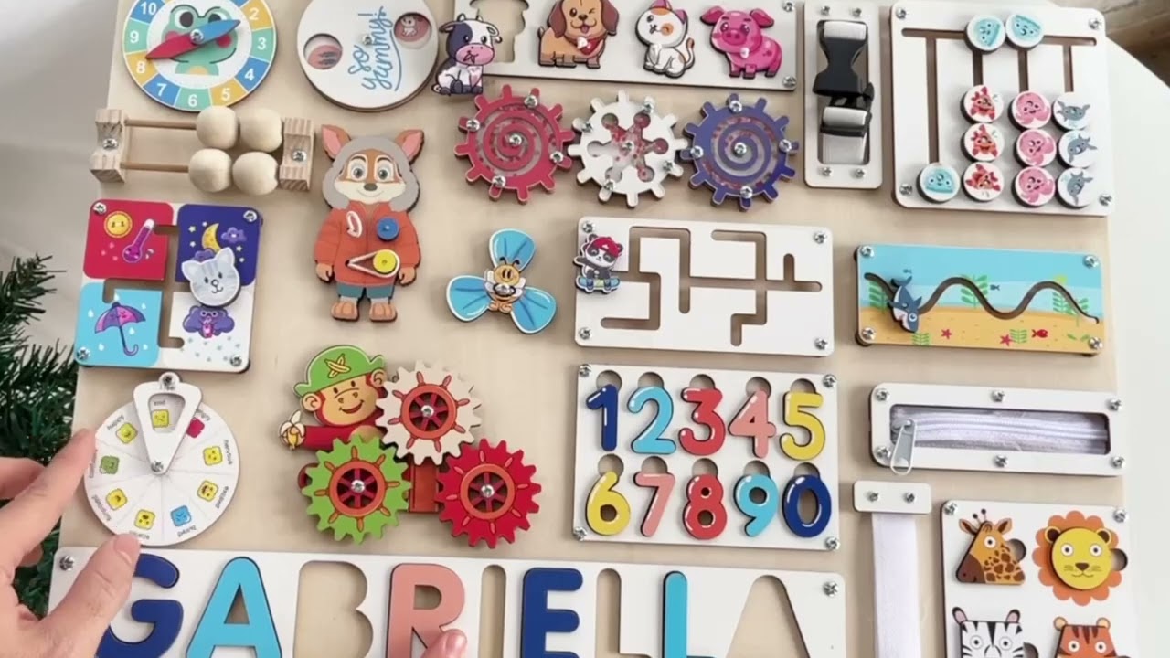 LARGE Busy Board, Montessori board, Personalized Toddler Activity busy board, Sensory board C11