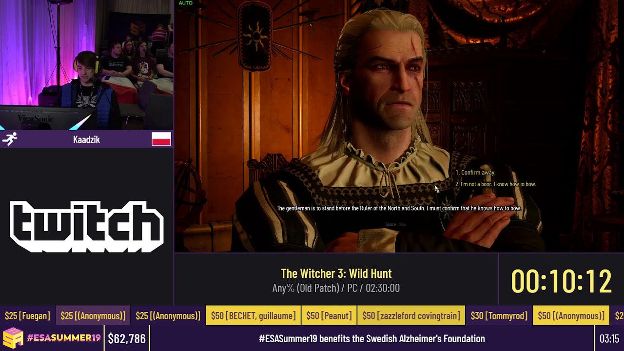 The Witcher 3: Wild Hunt [Any% (Old Patch)] by Kaadzik - #ESASummer19