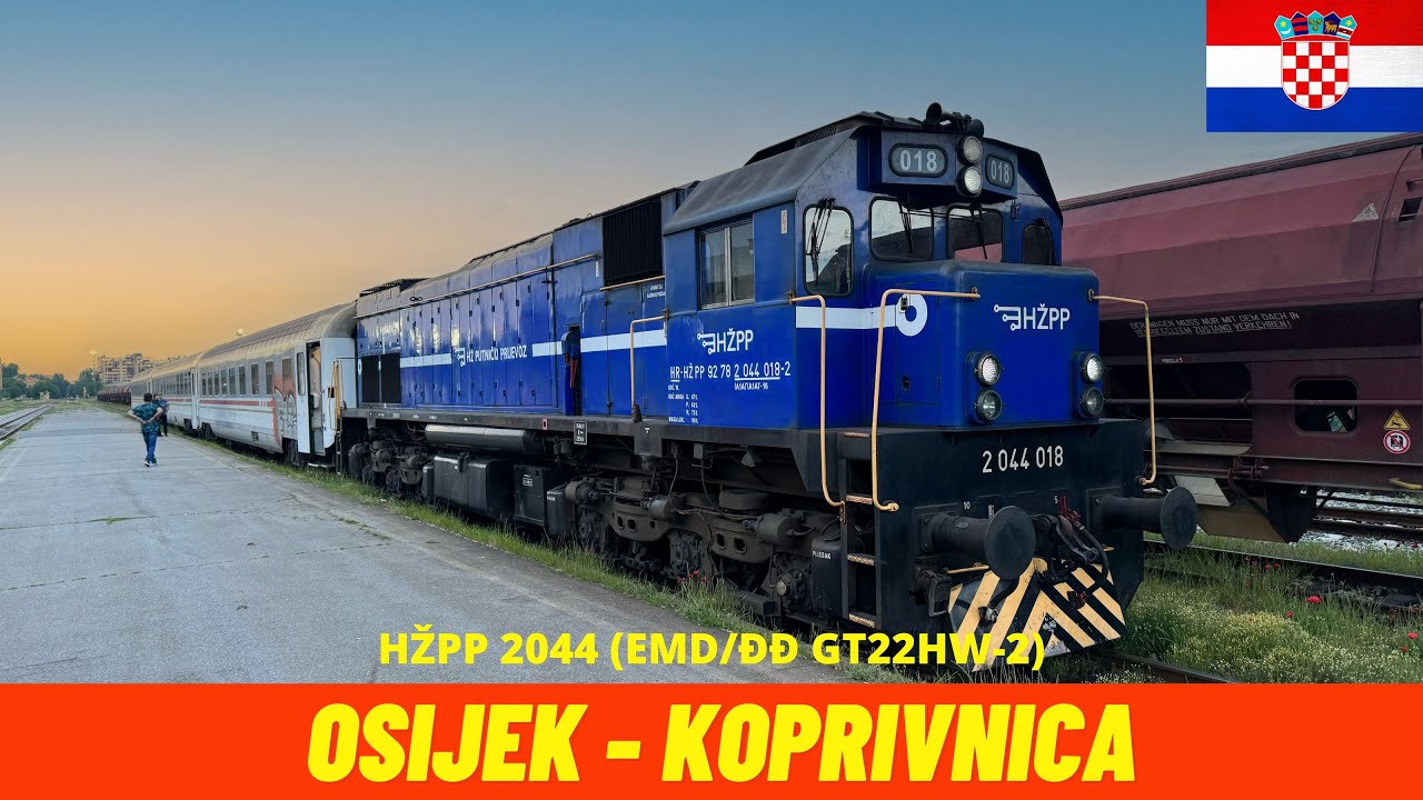 Cab Ride Osijek - Koprivnica (Varaždin–Dalj Railway - R202, Croatia) train driver's view 4K