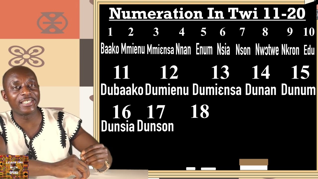 Twi Numeration-Learn how to count from 11 to 20 with opoku