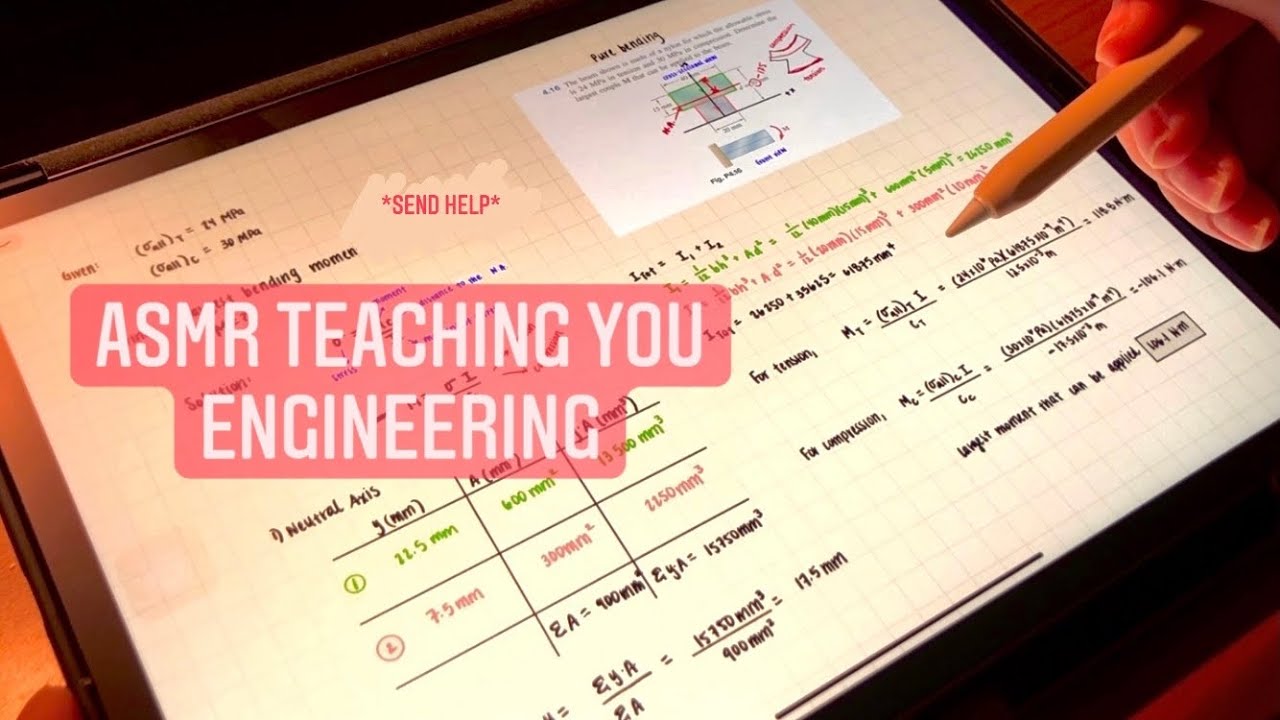 ASMR Teaching you engineering ❤️ Mechanics of Materials | iPad writing, whispering, mouth sounds ✨