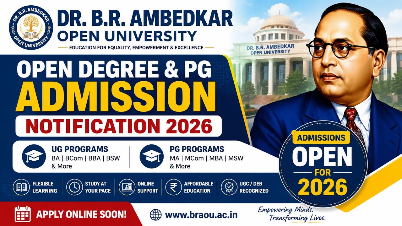 Dr br Ambedkar open university open degree & PG admission notification#2026 #viralvideo #telangana 
