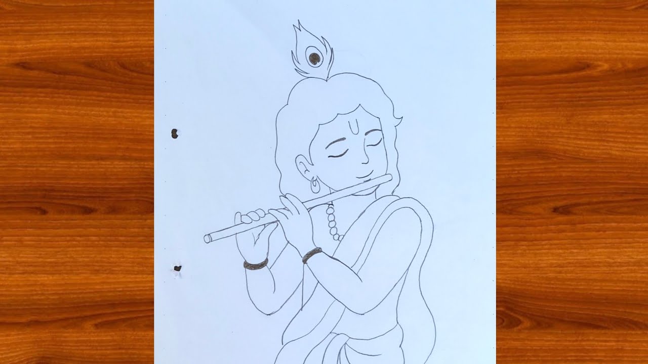 Krishna drawing easy step by step | cute lord krishna drawing easy 