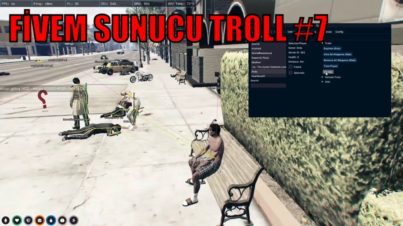 FİVEM HİLE İLE SUNUCU TROLL #7 | DUR AĞZINA MERMİ DAYAYIM BOŞ KALMASIN