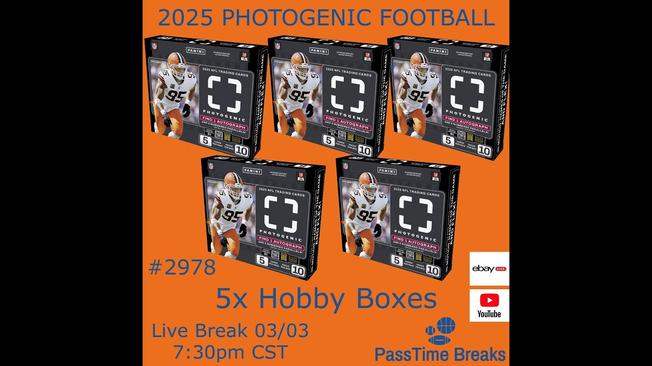 03/03 - 2025 PANINI PHOTOGENIC FOOTBALL - 5x Hobby Box - PYT #2978 LIVE BREAK