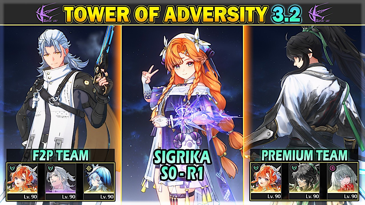 S0R1 Sigrika F2P & Premium Teams (and Sustainless Teams) Showcase | Tower of Adversity 3.2 | WuWa