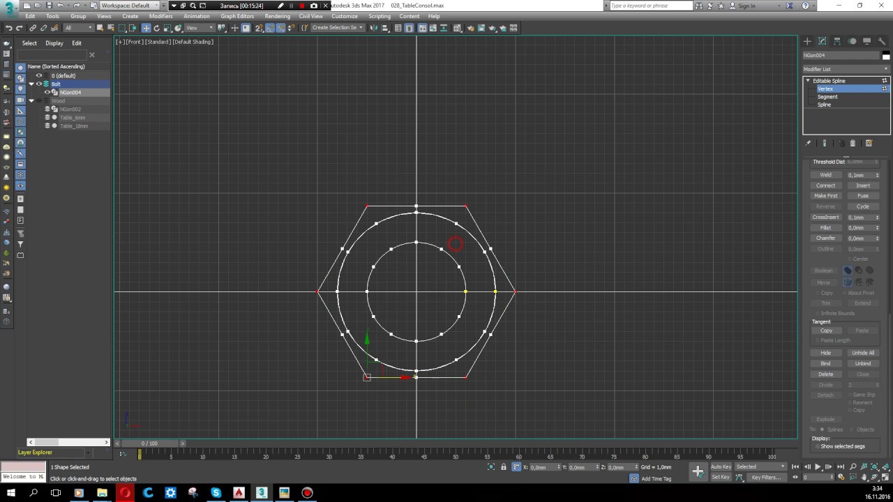 Моделинг Гайки  в 3DsMax2017 Часть1