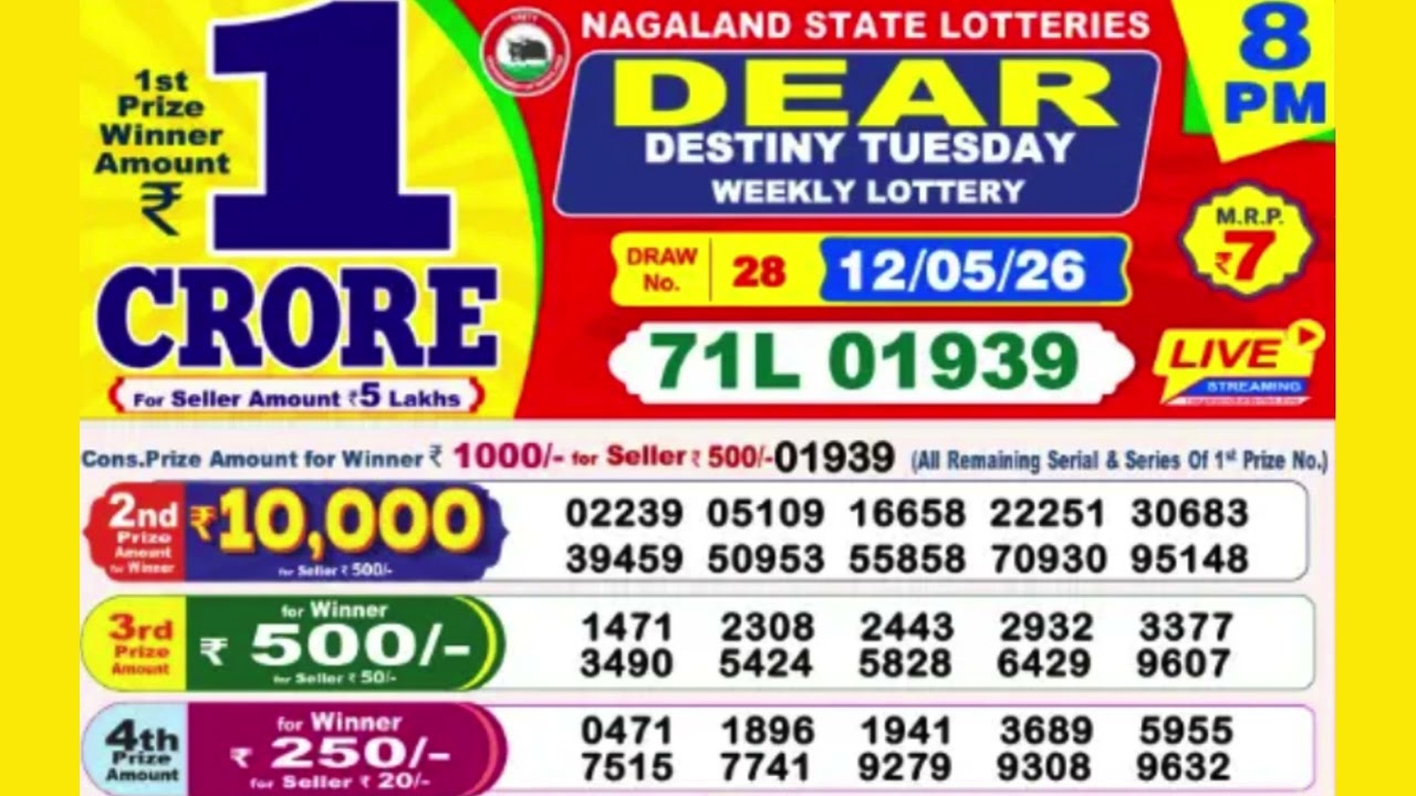 DEAR DESTINY TUESDAY WEEKLY LOTTERY TODAY RESULT 8 PM 12/05/26#,latest lottery result