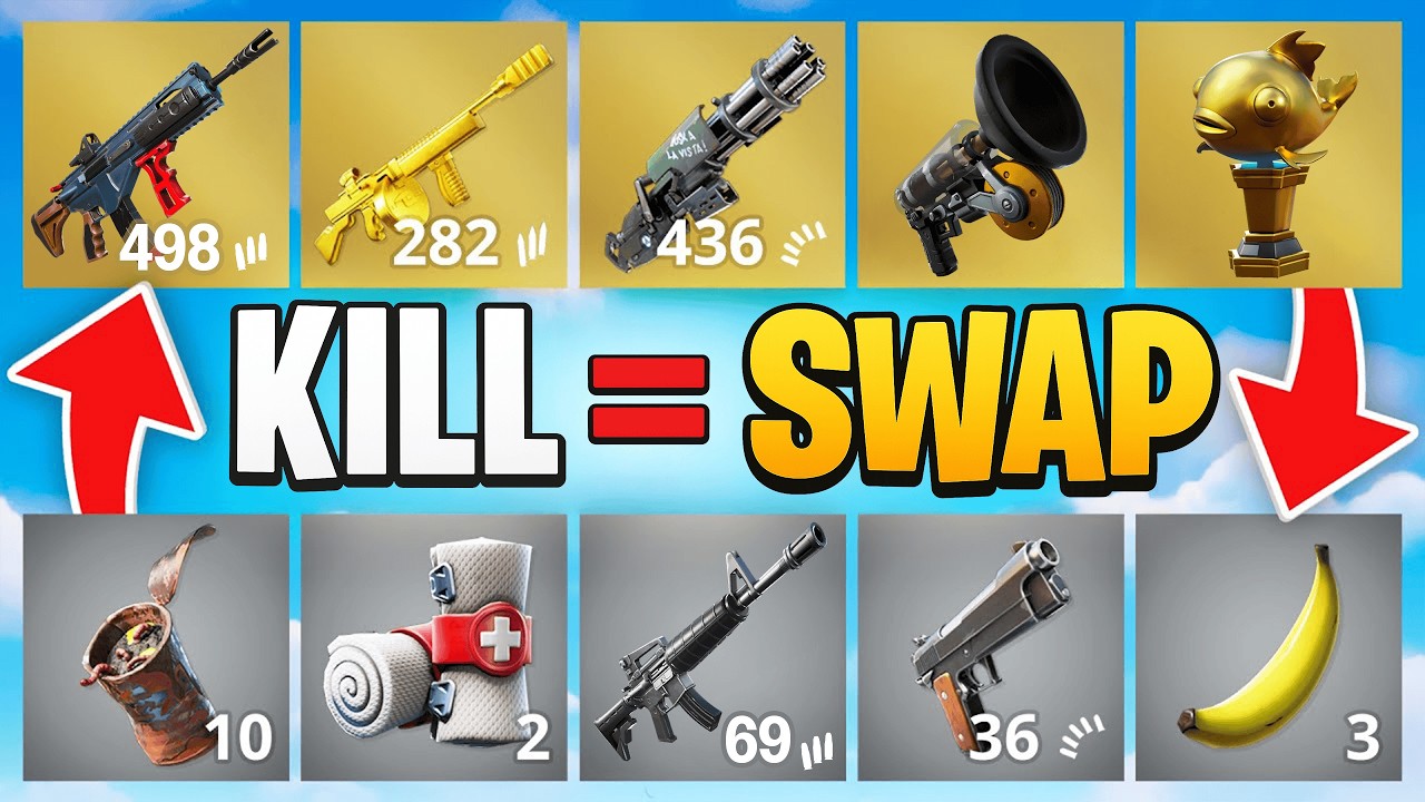 Каждое убийство = смена оружия (перезагрузка Fortnite)