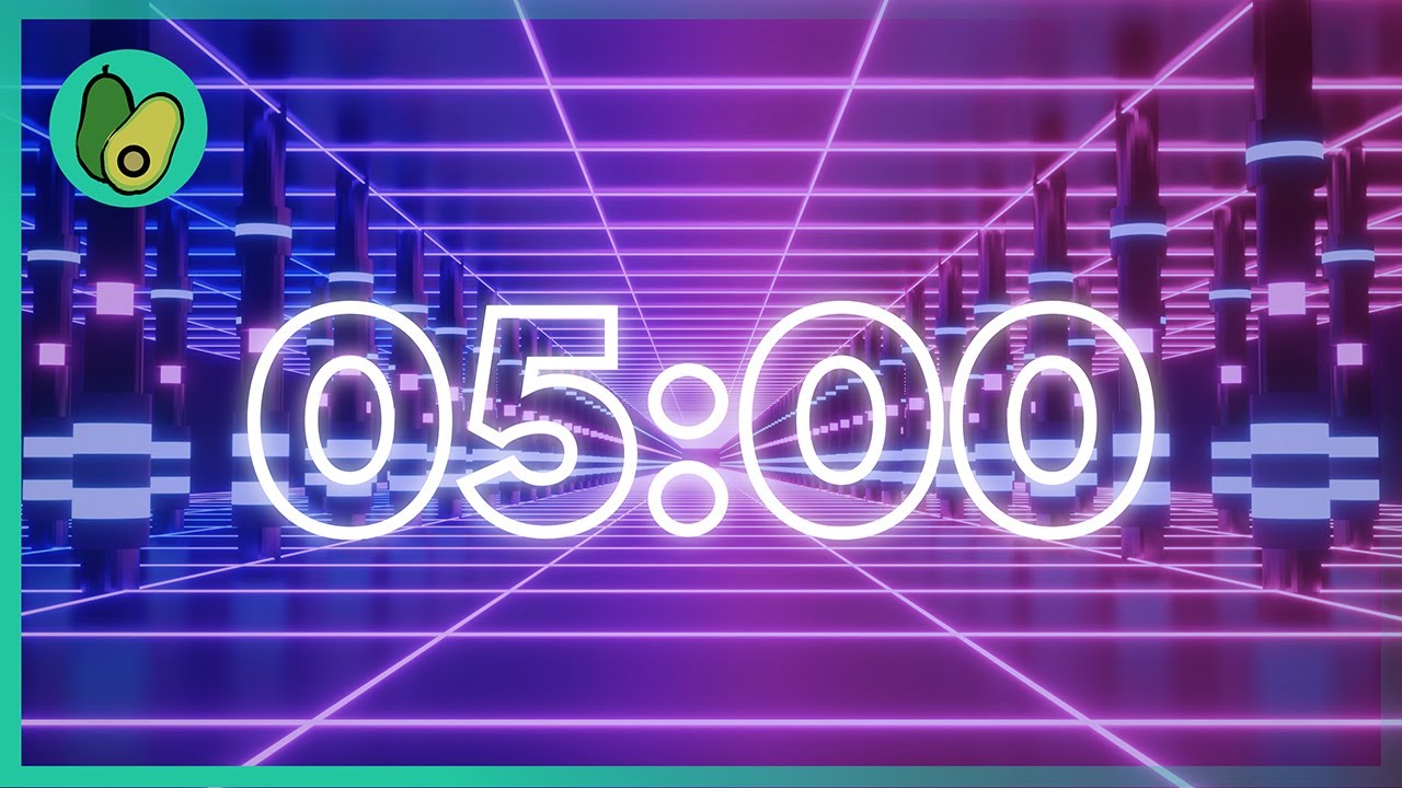 5 Minute Countdown Timer - Electronic Music [EDM] 🌃 (4K UHD)