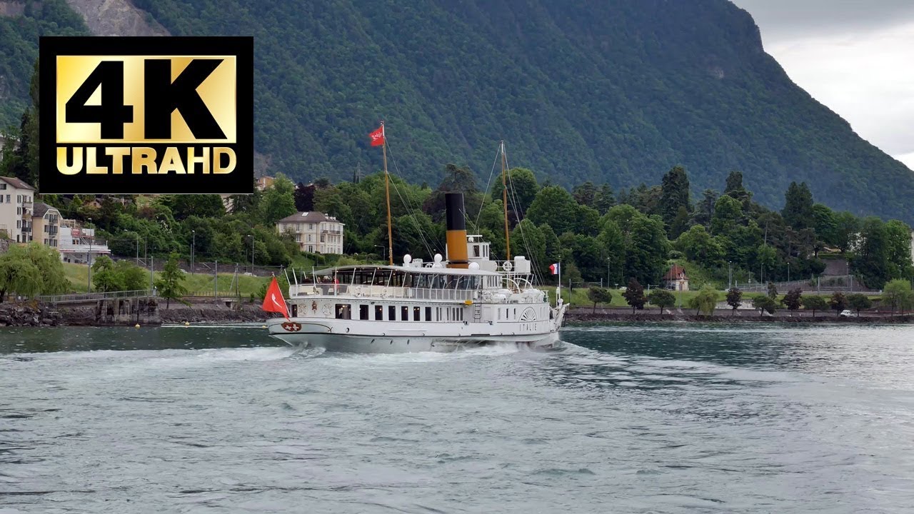 Scenic Lake Geneva Switzerland Paddle Steamboat Cruise 2019 4K UHD