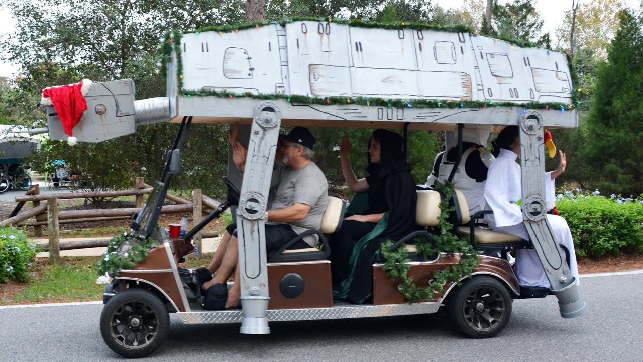 Disney's Fort Wilderness Christmas Golf Cart Parade 2015 w/Star Wars, Mater Carts