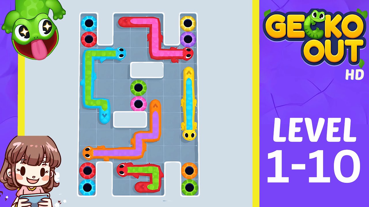 Gecko Out Level 1-10 Solution Walkthrough