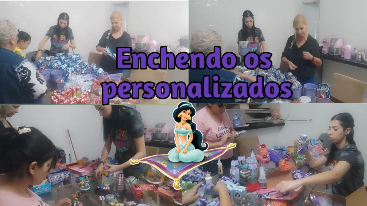#Festa #Preparativos.                             Enchendo os personalizados | tema Jasmine