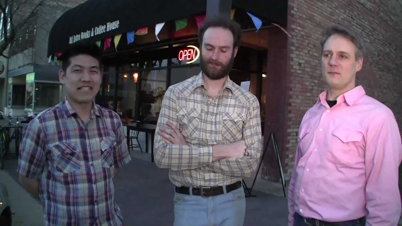 THE HIVE DWELLERS and Ross outside Ad Astra Books and Coffee House in Downtown Salina, KS  03/25/12