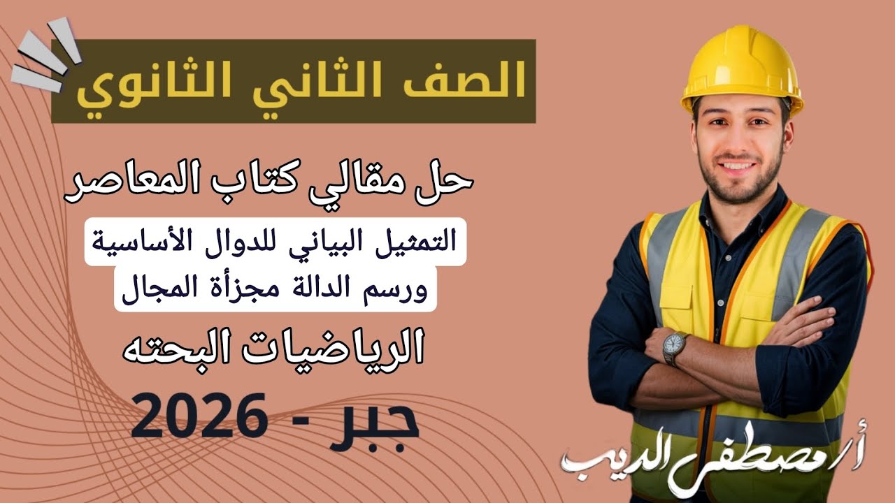 حل تمارين 4 علي التمثيل البياني للدوال الاساسية ورسم الدالة مجزاة المجال جبر تانيه ثانوي 2026 |مقالي