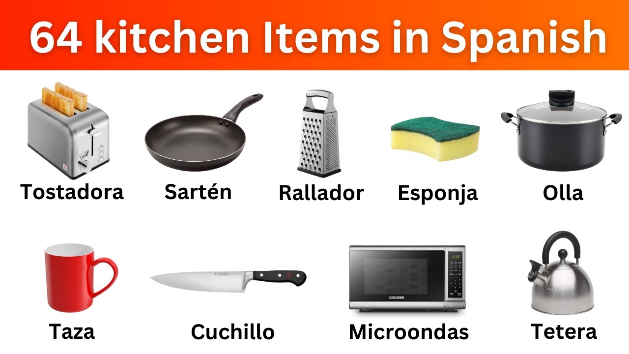 64 Kitchen Items in Spanish with Pictures | Artículos de Cocina | Spanish Vocabulary