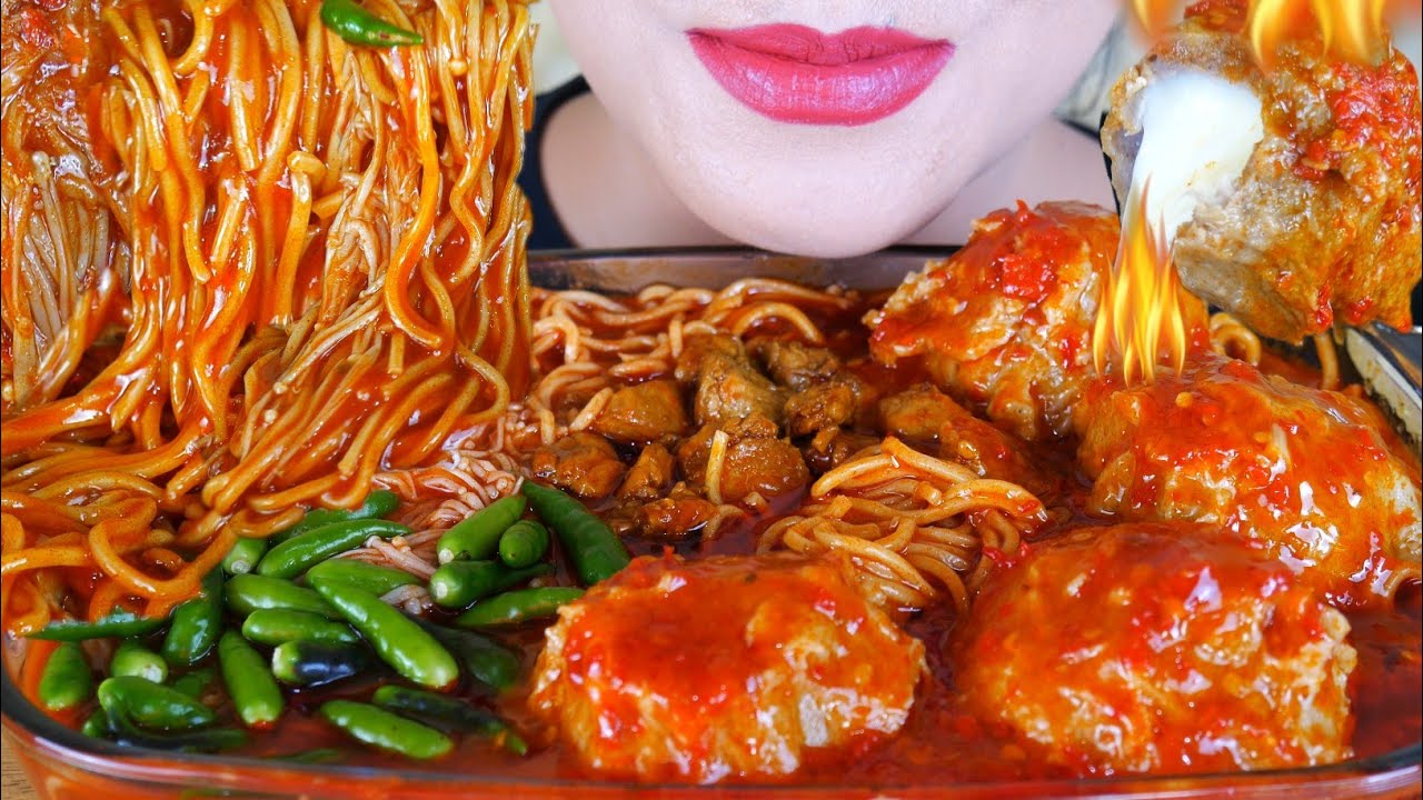 ASMR MIE AYAM PEDAS TOPPING JAMUR ENOKI DAN BAKSO KEJU | ASMR MUKBANG INDONESIA
