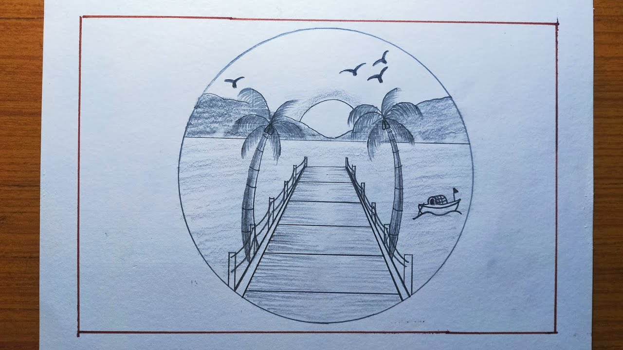 Scenery drawing | scenery drawing easy | scenery drawing step by step | how to draw scenery 