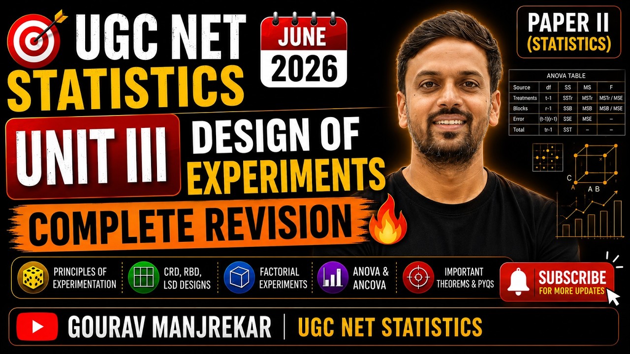 UGC NET Statistics 2026 | Design of Experiments Complete One Shot