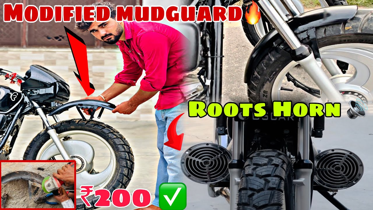 110/90/18 Front Big Tyre Mudguard Splendor Bike Modified 🔥|| Price..✅|| Splendor Roots Horn Install🔊
