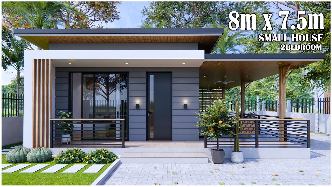 Beautiful Small House Design | 8m x 7.5m with2Bedroom