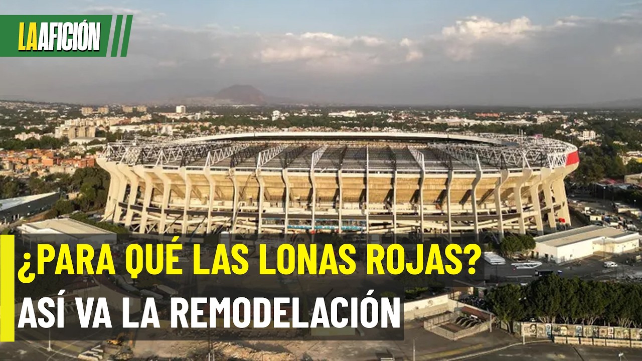 As&iacute; luce el nuevo techo rojo del Estadio Banorte para el Mundial
