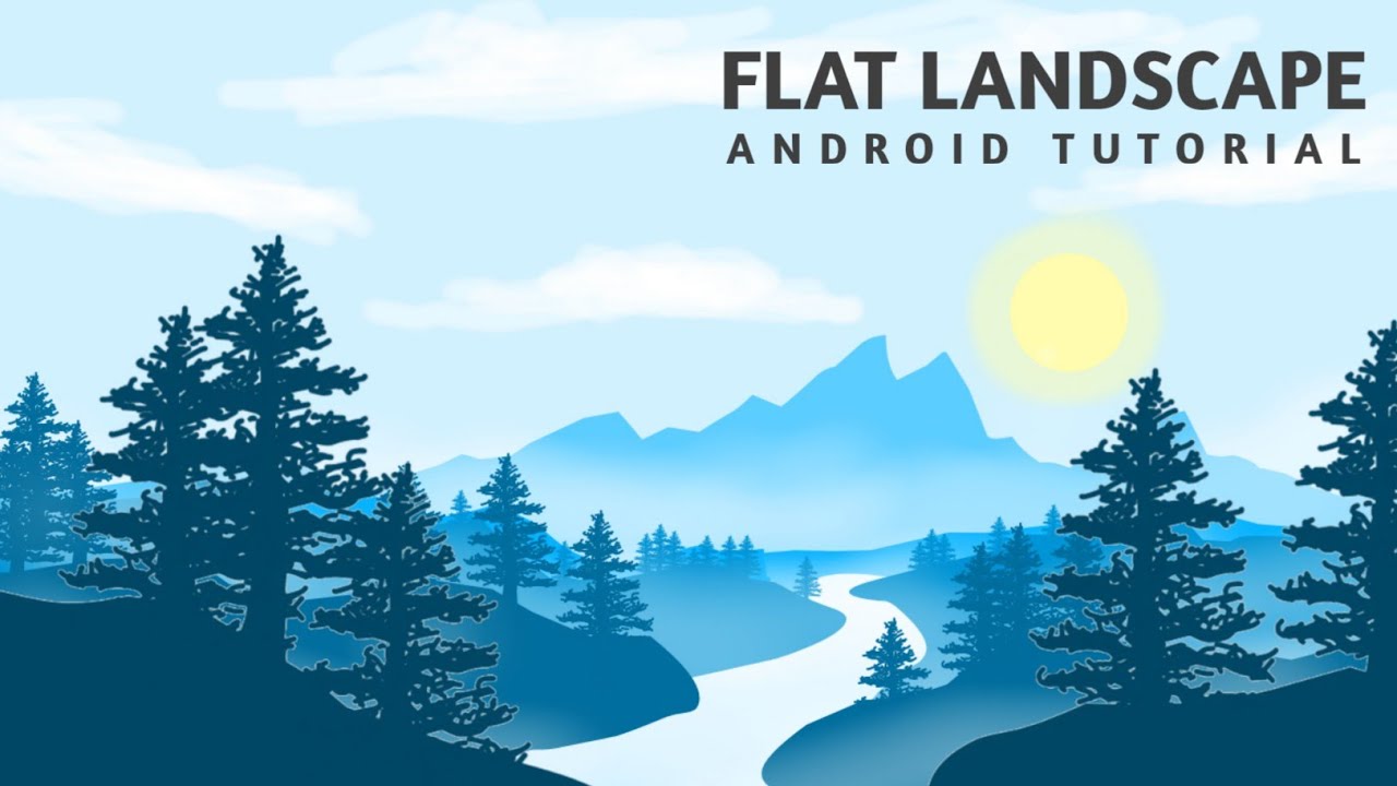 Cara Membuat  Landscape Vector Di Android | Flat Design